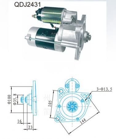  三菱FE100、4D31起动机【QDJ2431】