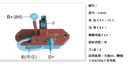  天拖60，聊城（65A/90A）发电机调节器【1525B】